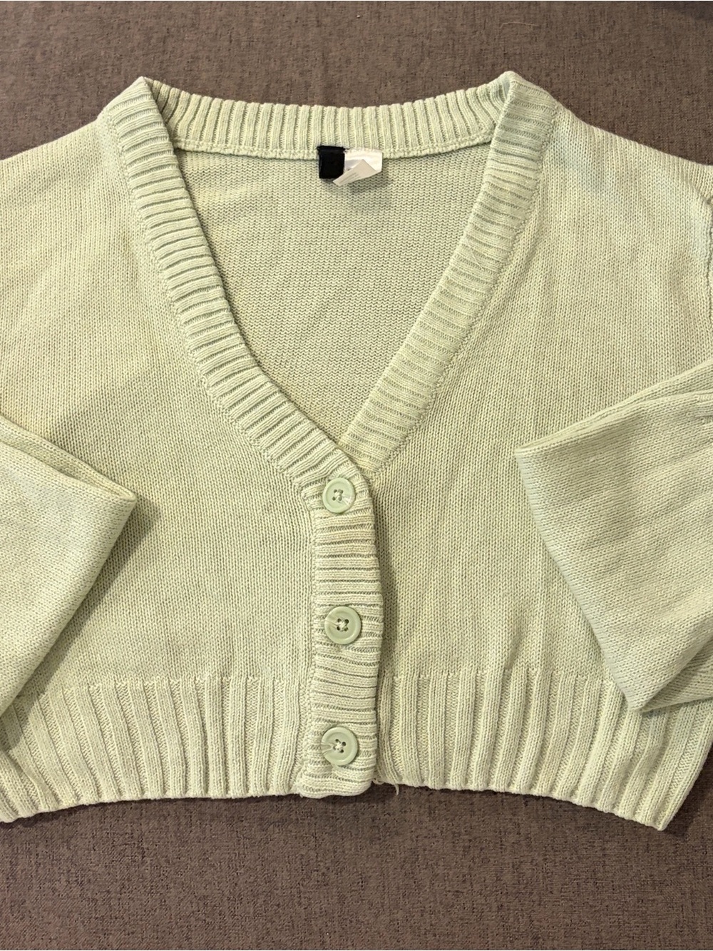 H&M Mint Green V-Neck Button Crop Cardigan
